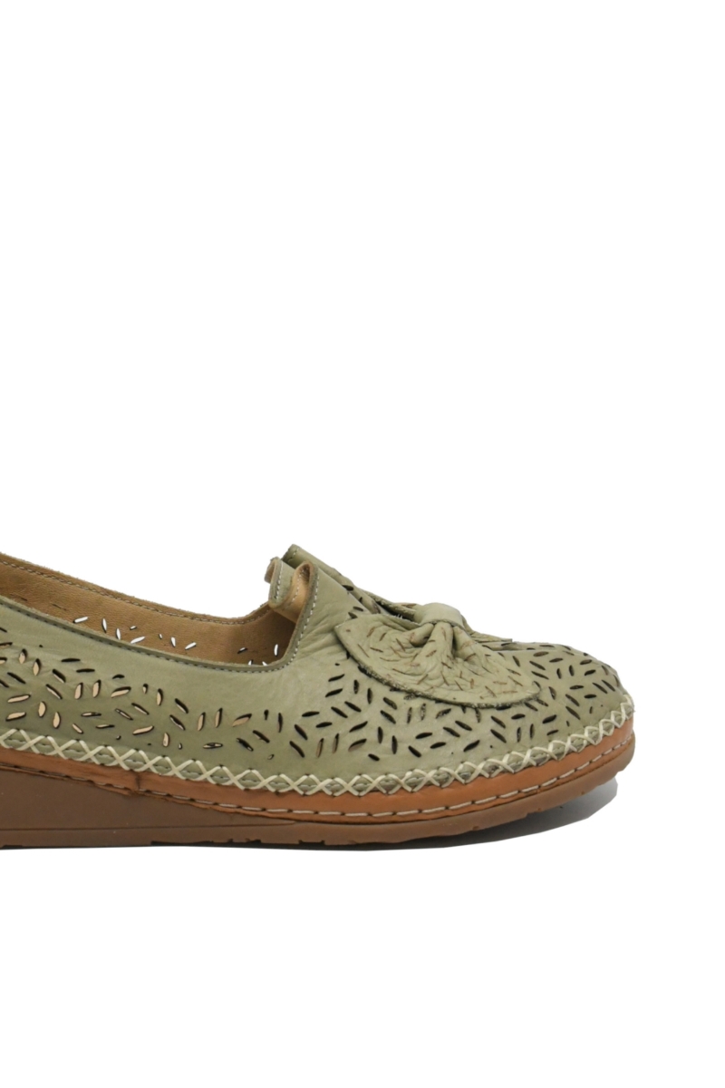 Imagine Mocasini cu fundiță, verde scorpion din piele naturală GOR04158