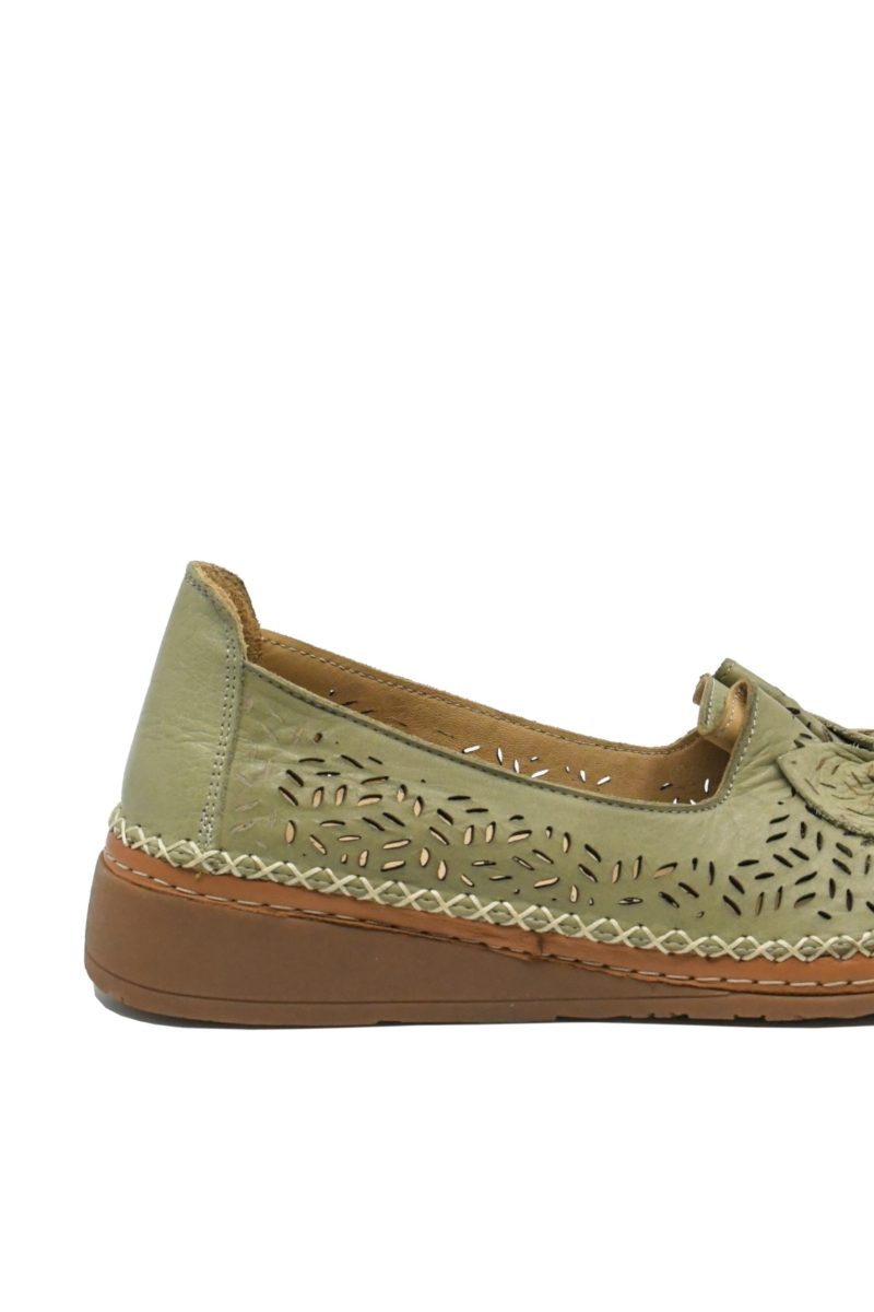 Imagine Mocasini cu fundiță, verde scorpion din piele naturală GOR04158