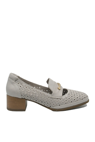 Imagine Pantofi office gri din piele naturală cu model perforat GOR5651