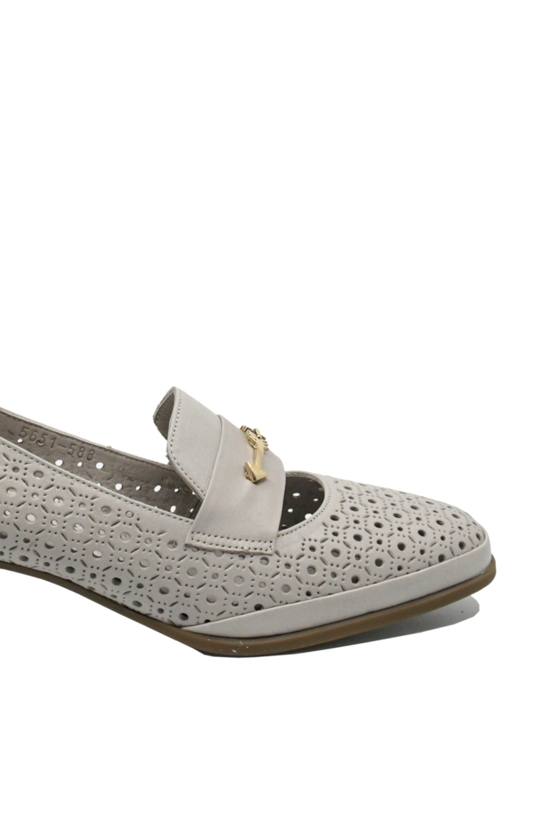 Imagine Pantofi office gri din piele naturală cu model perforat GOR5651