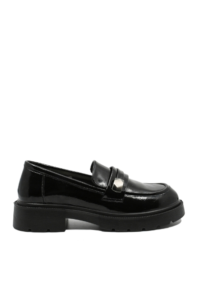 Imagine Loaferi cu platformă negri eleganți din lac OTR460007