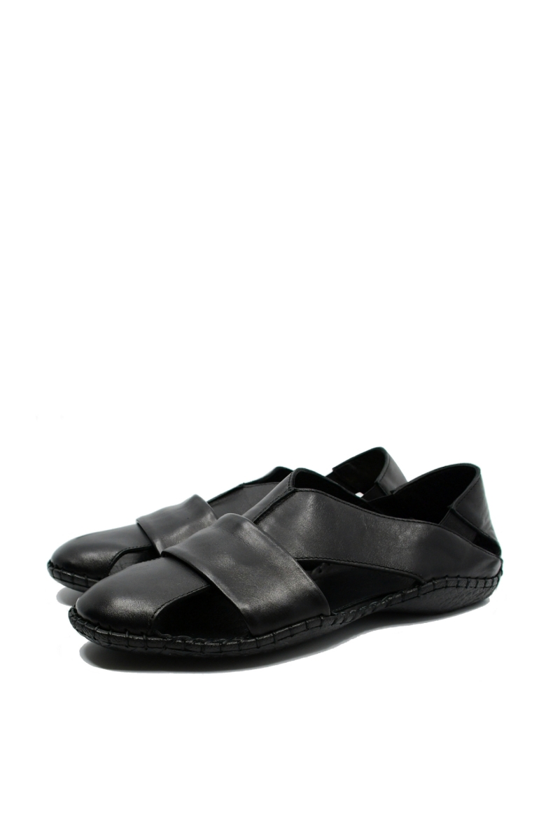 Imagine Sandale negre bărbați cu design modern și talpa cusută 3558N