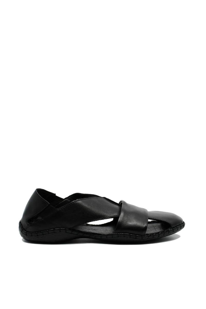 Imagine Sandale negre bărbați cu design modern și talpa cusută 3558N