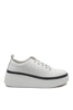 Imagine Pantofi casual cu platformă albi, perforați, din piele naturală FNX244
