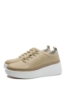 Imagine Pantofi casual cu platformă bej apricot, perforați, din piele naturală FNX244