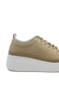 Imagine Pantofi casual cu platformă bej apricot, perforați, din piele naturală FNX244