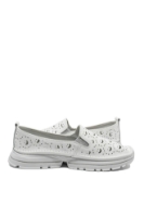 Imagine Mocasini damă albi din piele naturală, cu model perforat FNX242
