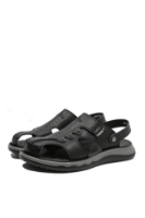 Imagine Sandale bărbați negre cu baretă retractabilă, din piele naturală OTR60003