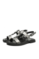 Imagine Sandale plate black silver din piele naturală OTR60002