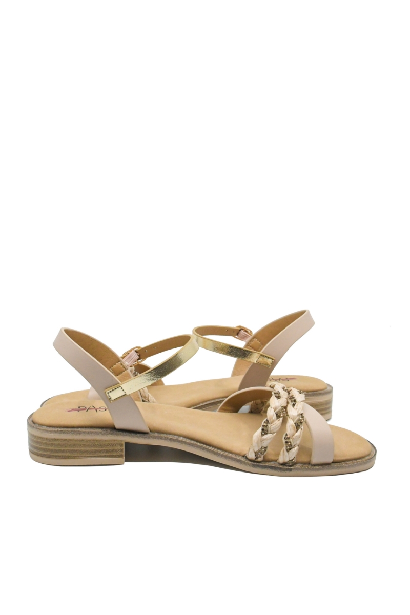 Imagine Sandale casual bej din piele naturală, cu protecție antișoc OTR70409