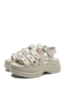 Imagine Sandale cu platformă bej deschis din piele naturală OTR40002