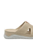 Imagine Saboți wedge cu talpa anatomică, bej din piele naturală MIR6104-0