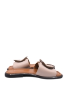 Imagine Saboți plați roz pudră din piele naturală, cu cataramă supradimensionată MIR0008