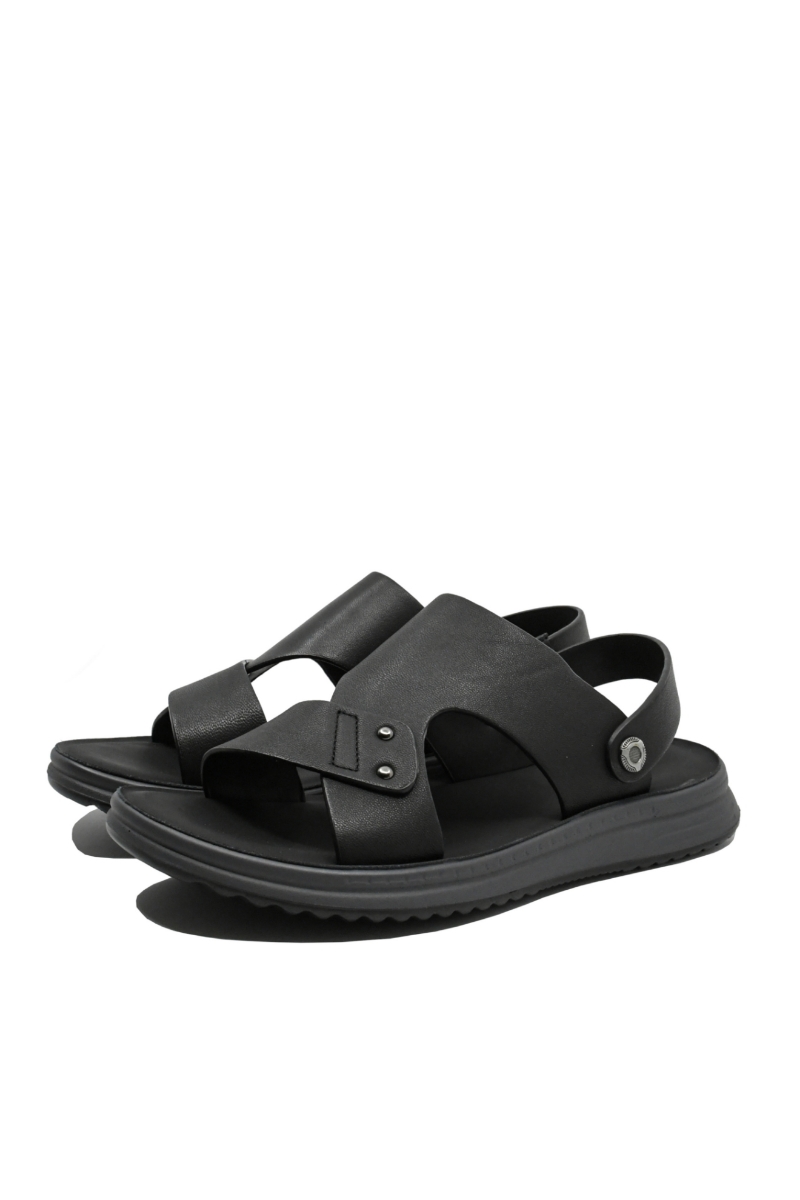 Imagine Sandale comode bărbați negre din piele naturală FNXY3515