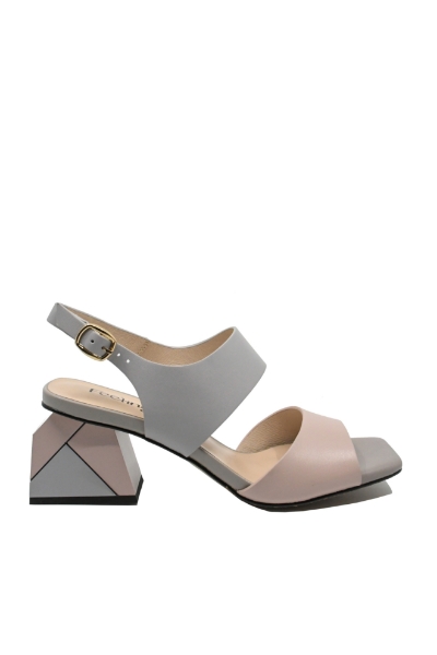 Imagine Sandale elegante blue  pink, din piele naturală, cu toc piramidă FLG2403