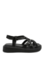 Imagine Sandale casual cu curelușe și catarame, negre din piele naturală OTR60005