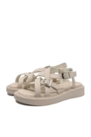 Imagine Sandale casual cu curelușe și catarame, bej din piele naturală OTR60005