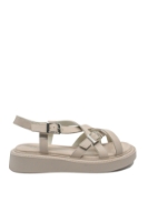 Imagine Sandale casual cu curelușe și catarame, bej din piele naturală OTR60005