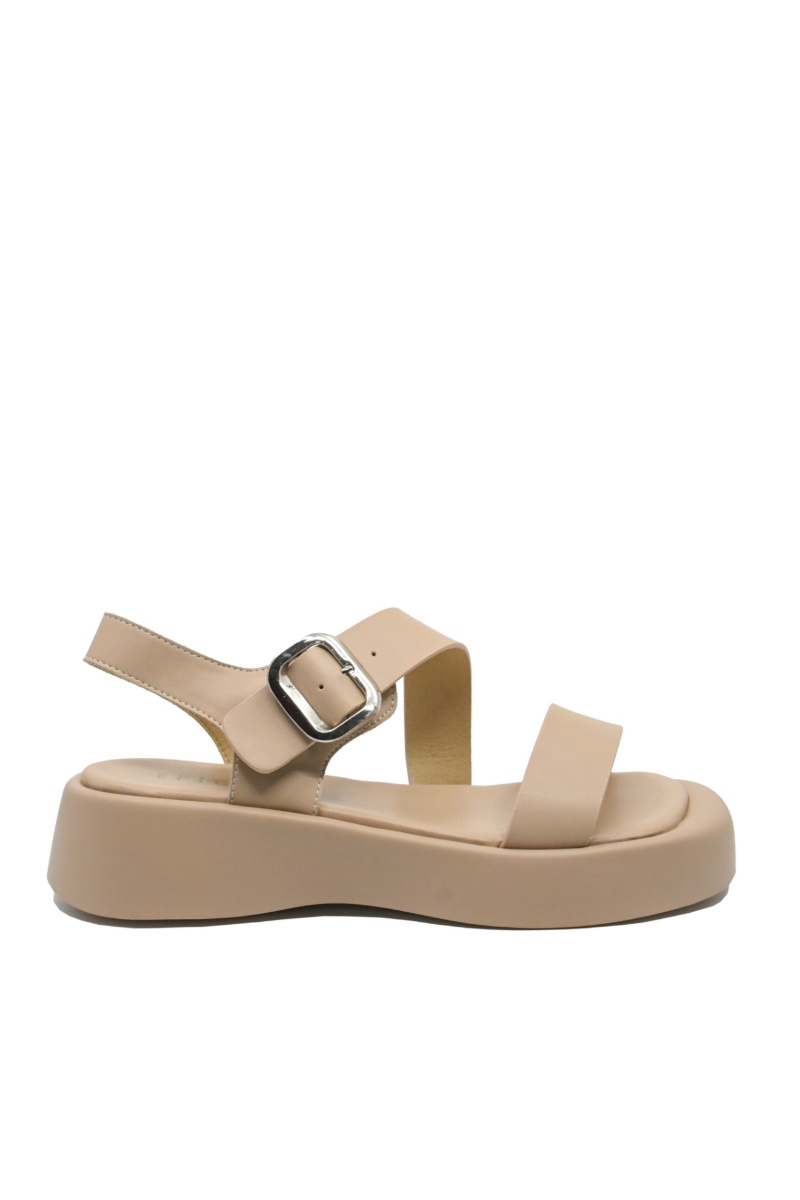 Imagine Sandale casual cu platformă bej apricot din piele naturală OTR60006