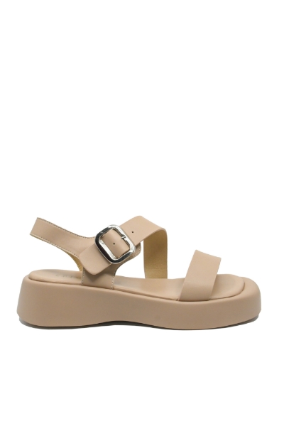 Imagine Sandale casual cu platformă bej apricot din piele naturală OTR60006