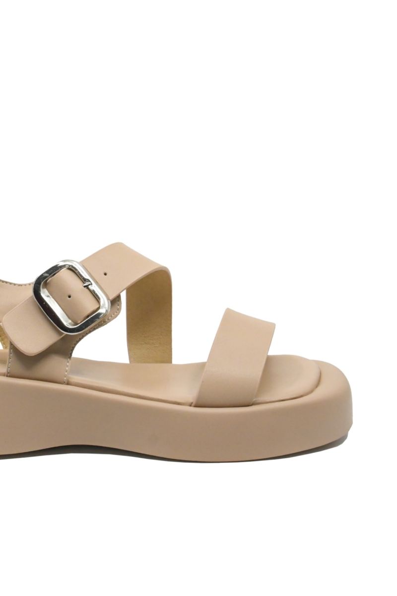 Imagine Sandale casual cu platformă bej apricot din piele naturală OTR60006