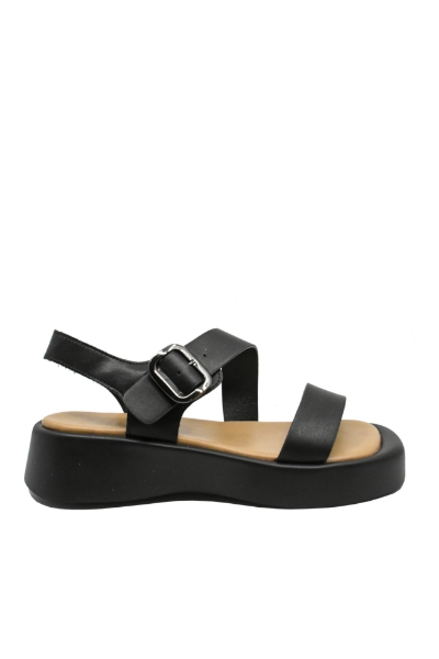 Imagine Sandale casual cu platformă negre din piele naturală OTR60006