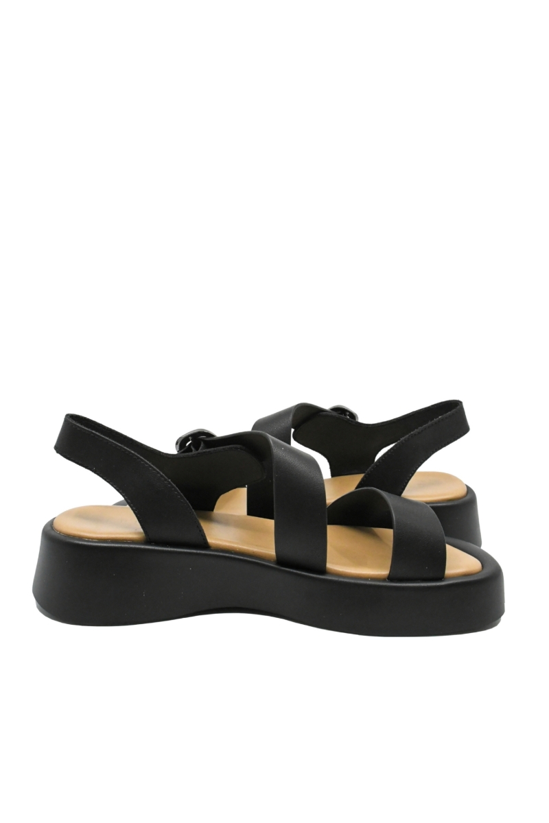 Imagine Sandale casual cu platformă negre din piele naturală OTR60006