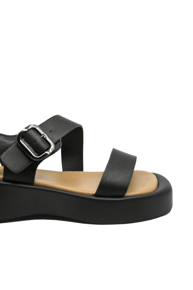 Imagine Sandale casual cu platformă negre din piele naturală OTR60006