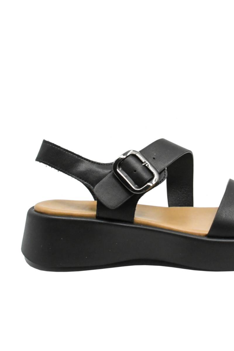 Imagine Sandale casual cu platformă negre din piele naturală OTR60006