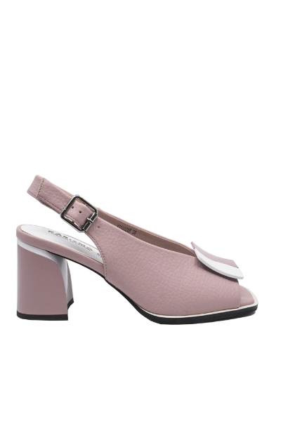 Imagine Sandale elegante office roz deschis cu detalii albe, din piele naturală OTR60020