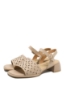 Imagine Sandale casual damă bej apricot din piele naturală OTR60001
