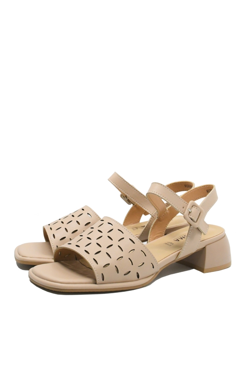 Imagine Sandale casual damă bej apricot din piele naturală OTR60001