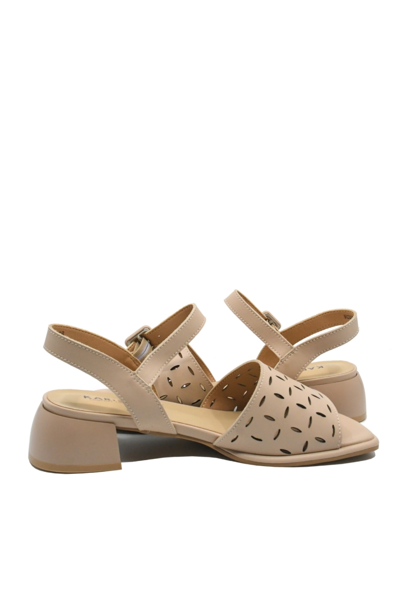 Imagine Sandale casual damă bej apricot din piele naturală OTR60001