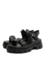 Imagine Sandale platformă negre din piele naturală, cu catarame decorative OTR60002
