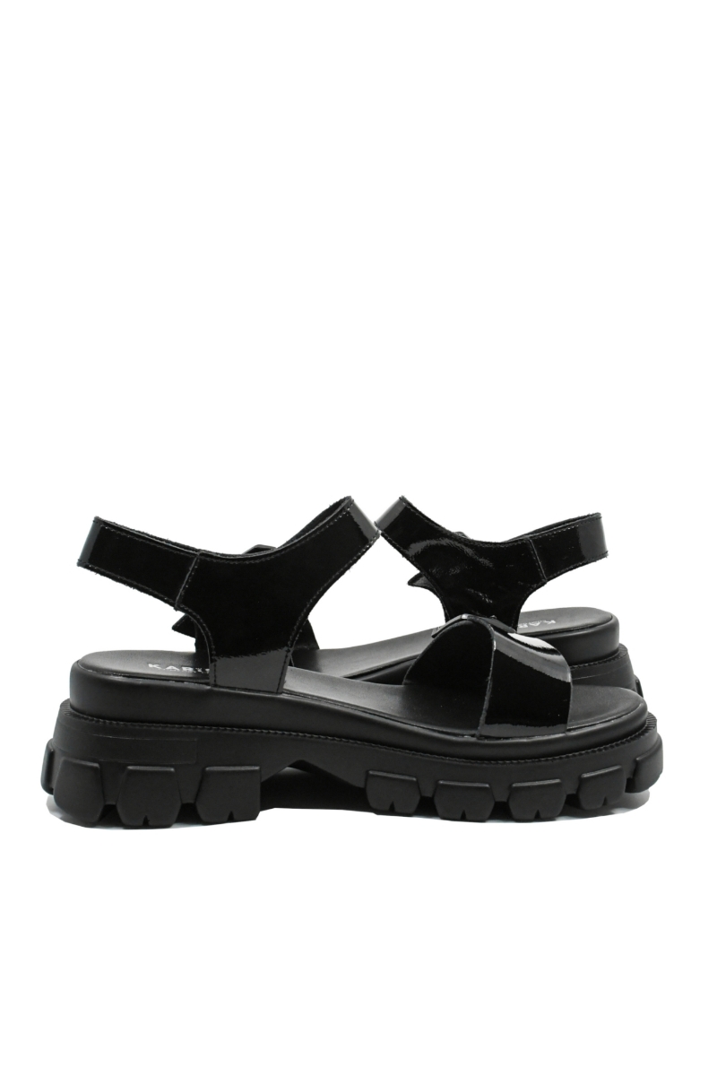 Imagine Sandale platformă negre din piele naturală, cu catarame decorative OTR60002
