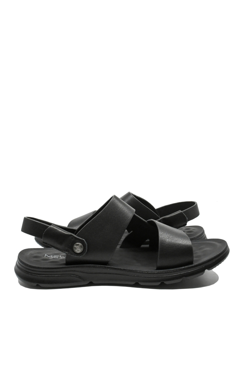 Imagine Sandale vară bărbați, negre din piele naturală FNX7566