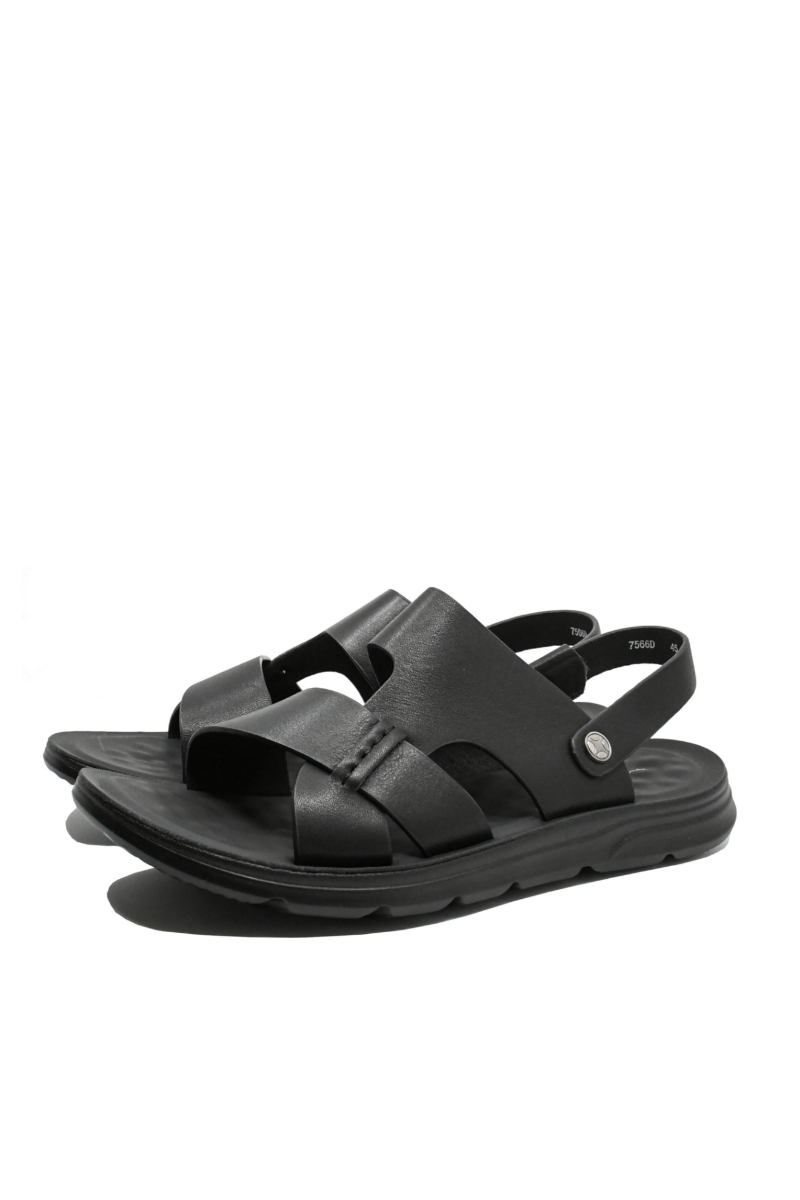 Imagine Sandale vară bărbați, negre din piele naturală FNX7566
