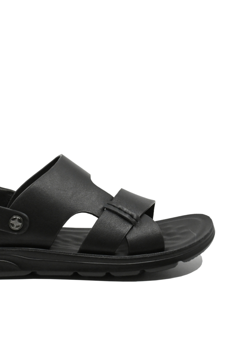 Imagine Sandale vară bărbați, negre din piele naturală FNX7566