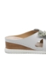 Imagine Saboți wedge albi din piele naturală, cu floare decorativă OTR70436