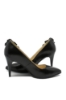 Imagine Pantofi stiletto negri, din piele naturală, cu buchet decorativ  SORA46