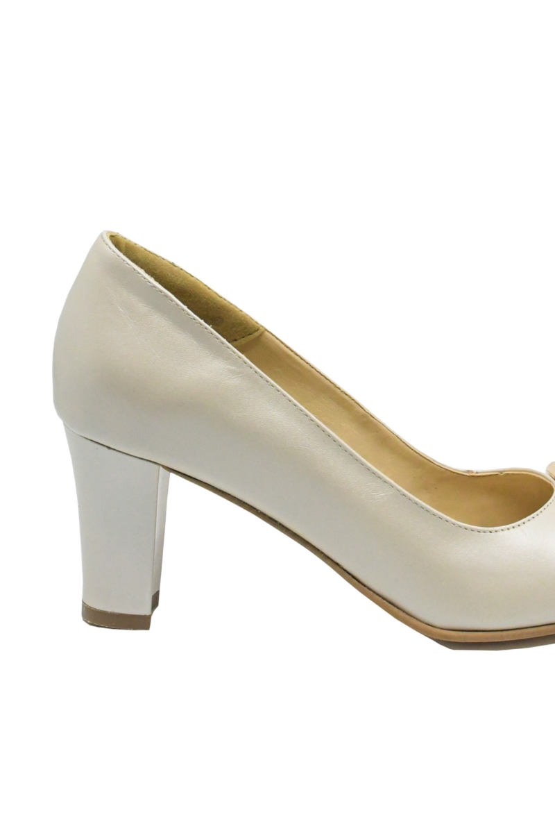 Imagine Pantofi eleganți bej sidefat din piele naturală, cu decorațiune aurie SORA50