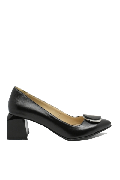 Imagine Pantofi eleganți negri din piele naturală, cu aplicație decorativă SORA33