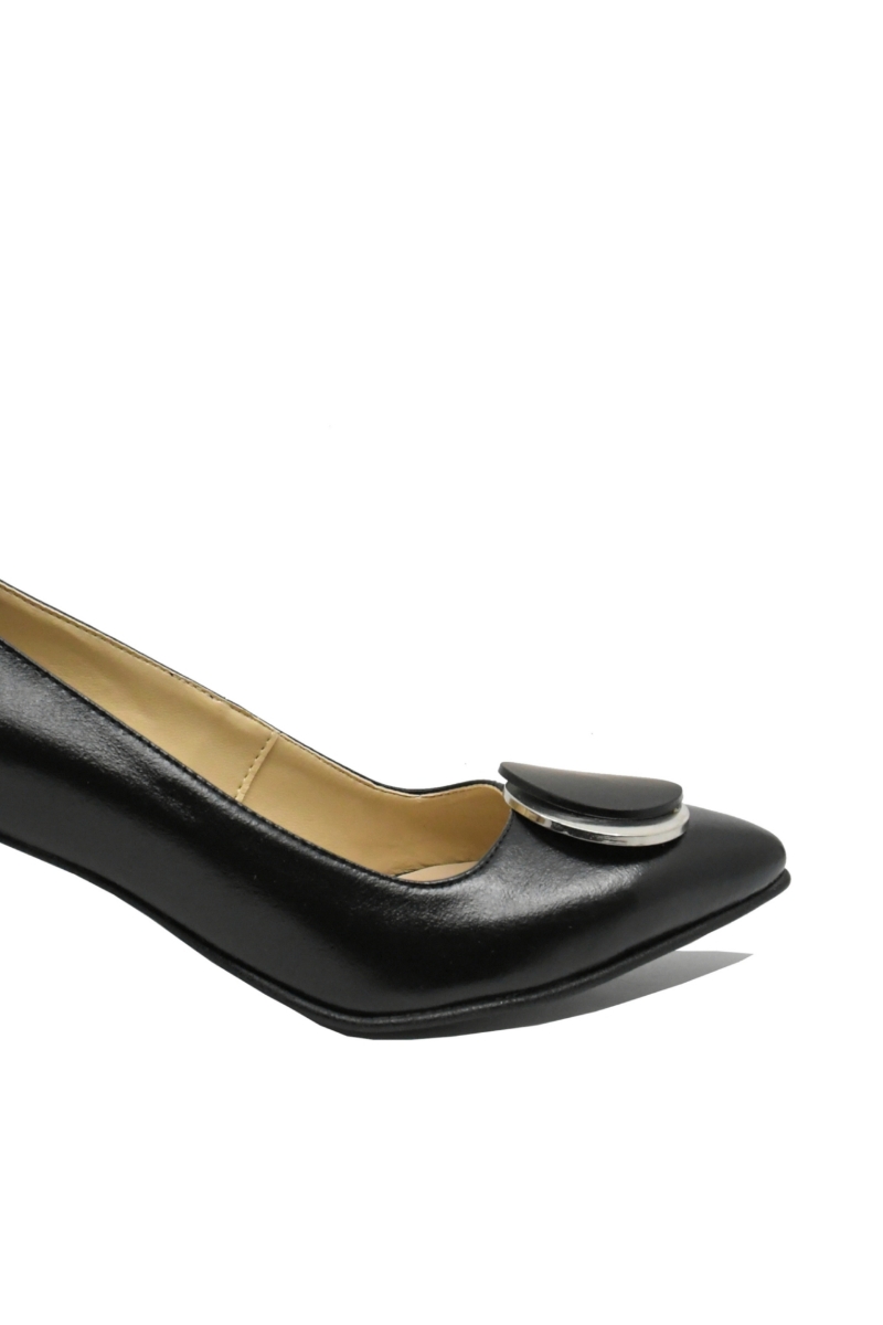 Imagine Pantofi eleganți negri din piele naturală, cu aplicație decorativă SORA33