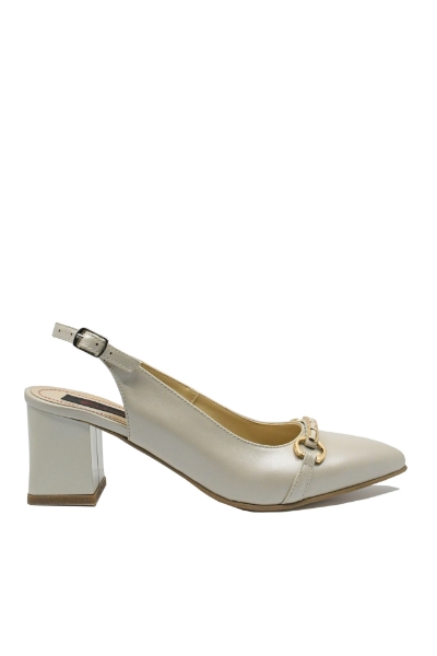 Imagine Pantofi decupați eleganți bej sidefat, din piele naturală SORD22