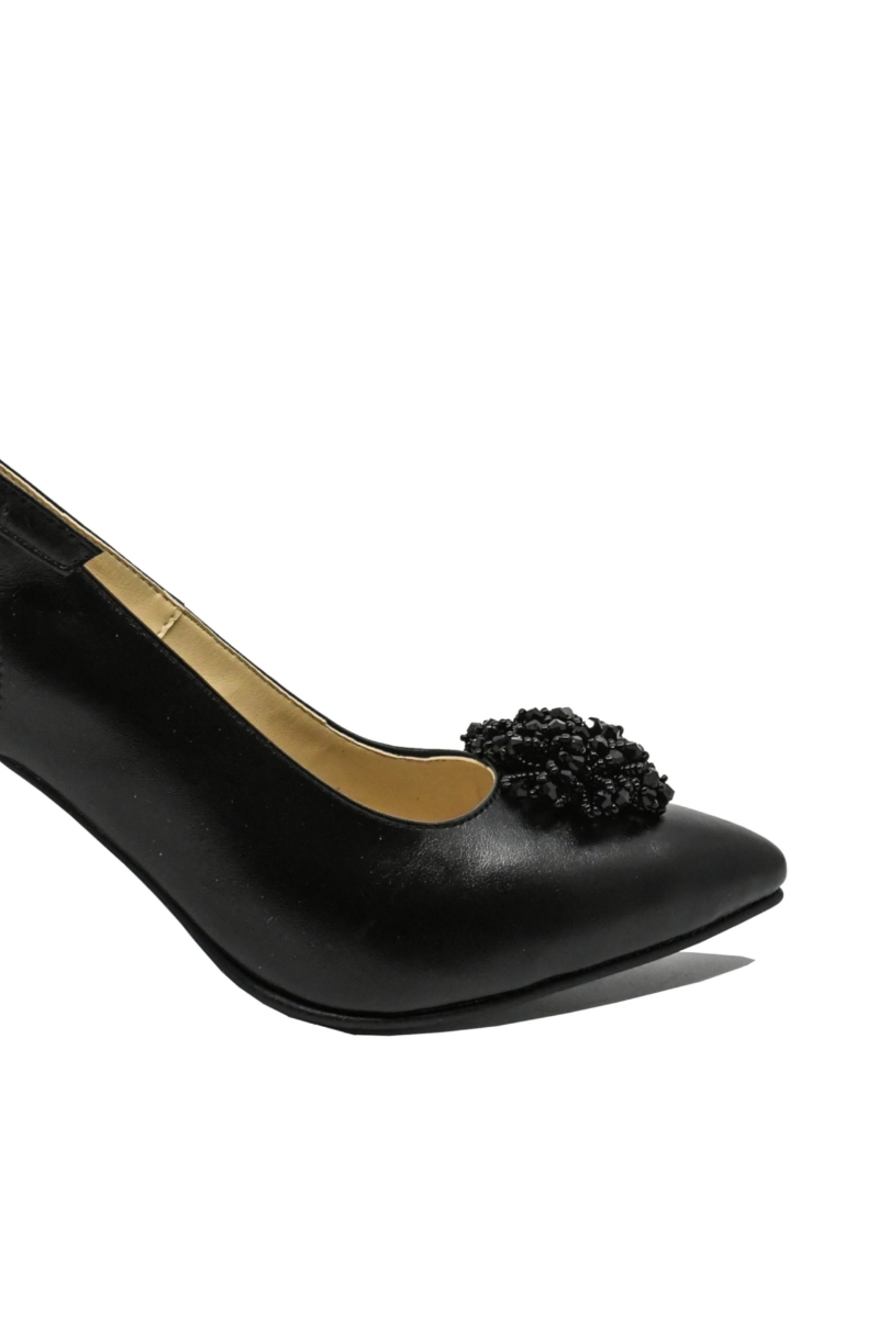 Imagine Pantofi stiletto decupați negri din piele naturală SORD21