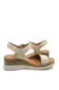 Imagine Sandale damă bej din piele naturală cu talpa wedge de plută GOR703