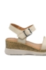 Imagine Sandale damă bej din piele naturală cu talpa wedge de plută GOR703