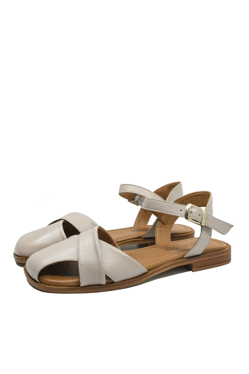 Imagine Sandale damă cu talpa joasă, gri, din piele naturală GOR16243
