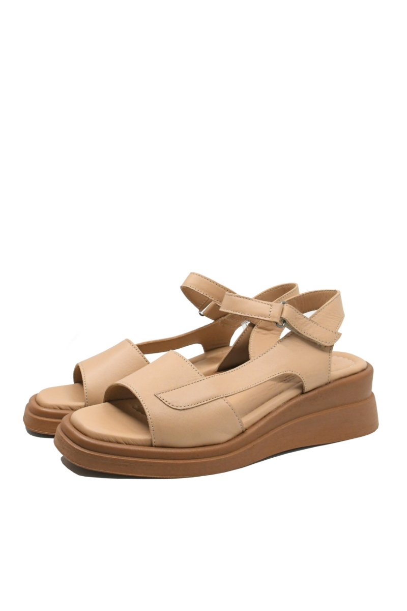 Imagine Sandale damă casual bej, din piele naturală GOR1115