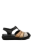 Imagine Sandale comode din piele naturală, negre cu detalii maro GOR388